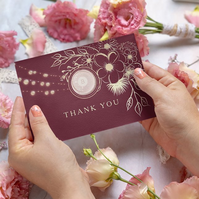 Rose Gold and Burgundy Wedding Thank You Card (Creator Uploaded)