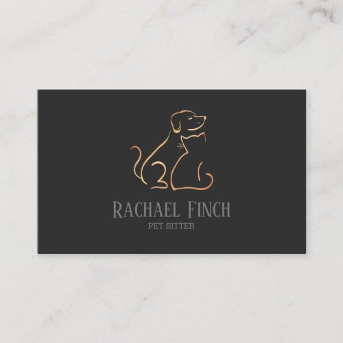 Rose Gold And Charcoal Modern Minimalist Pet Logo Business Card
