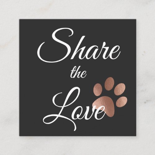 Rose Gold And Charcoal Paw Print Animal Referral Card