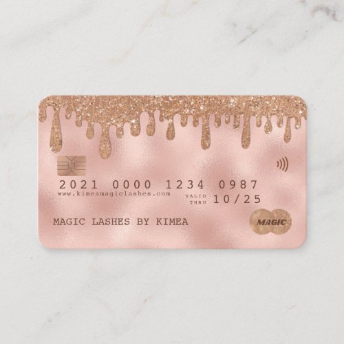 Rose Gold and Copper Glitter Luxury Credit Style Business Card