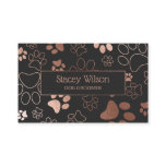 Rose Gold And Dark Charcoal Pet Groomer Paw Print Business Card Rose Gold And Dark Charcoal Pet Groomer Paw Print Business Card