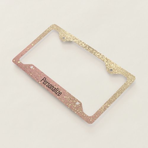 Rose Gold and Faux Gold Glitter  License Plate Frame