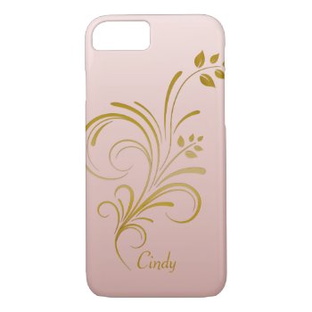 Rose Gold And Floral Swirls Monogram Iphone 7 Case by Case_by_Case at Zazzle
