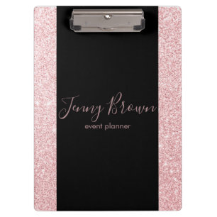 rose gold and glitter elegant monogram clipboard