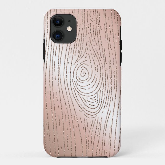 Rose gold and glitter faux bois phone case (Back)