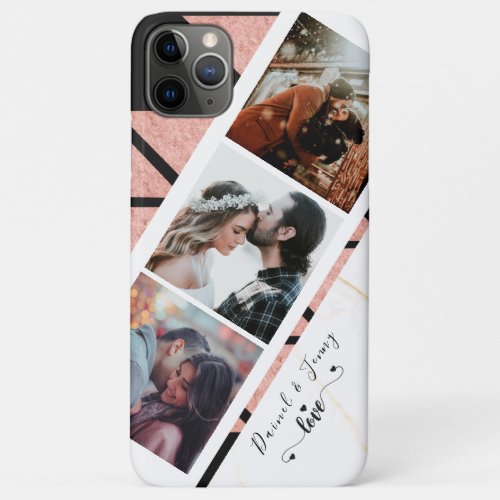 Rose Gold and glitter marble Anniversary Photo  iPhone 11 Pro Max Case