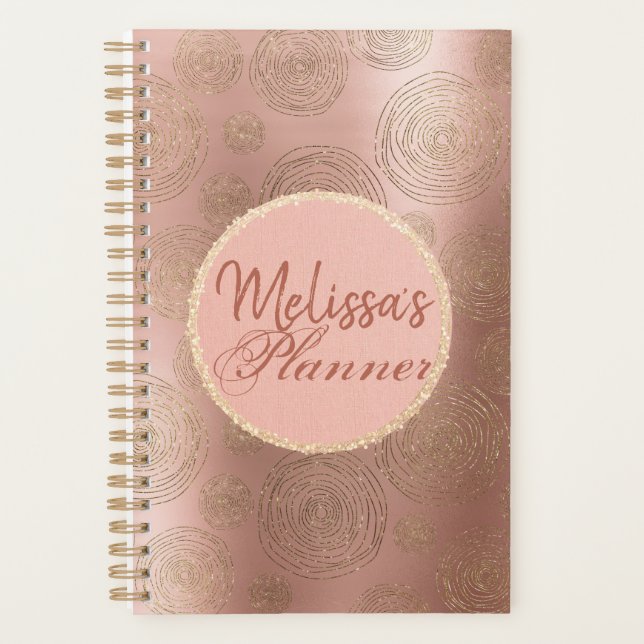 Rose Gold and Glitter Personalized Planner (Front)