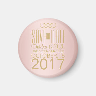 Rose Gold and Gold Blush Save the Date Magnet