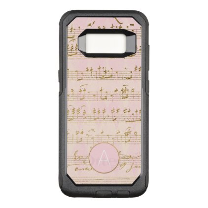Rose Gold and Gold Foil Musical Notes Monogram OtterBox Commuter Samsung Galaxy S8 Case