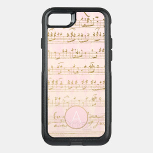 Rose Gold and Gold Foil Musical Notes Monogram OtterBox Commuter iPhone SE/8/7 Case