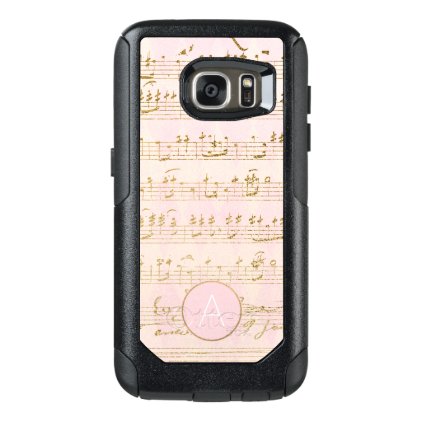 Rose Gold and Gold Foil Musical Notes Monogram OtterBox Samsung Galaxy S7 Case