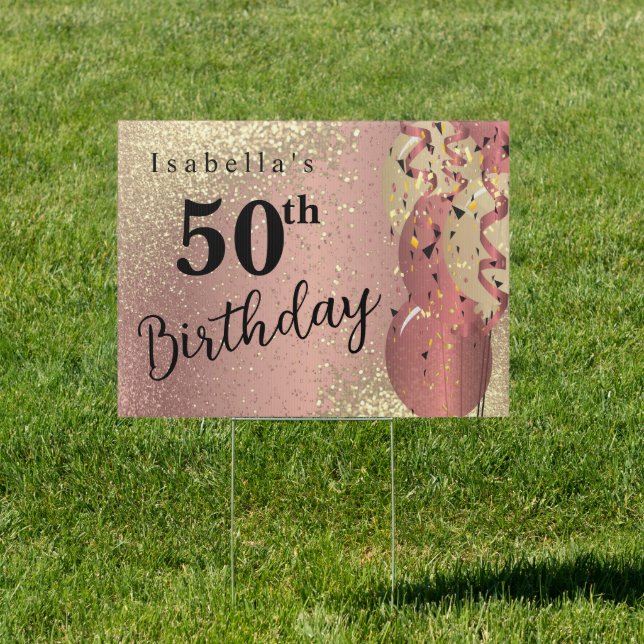 Rose Gold and Gold Glitter Birthday   Sign (Insitu)
