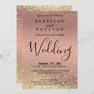 Rose Gold and Gold Glitter Invitation