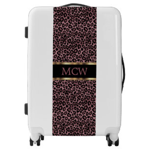 Rose Gold and Gold Leopard Monogram Luggage