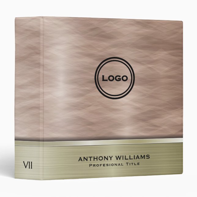 Rose Gold and Gold Metallic Abstract Texture 3 Ring Binder (Front/Spine)