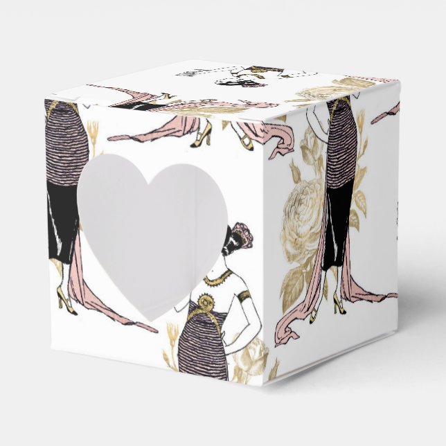 Rose Gold and Gold Wine Themed Favor Boxes (Front Side)
