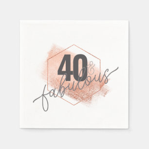Rose Gold and Gray 40 & Fabulous Modern Chic Napkins