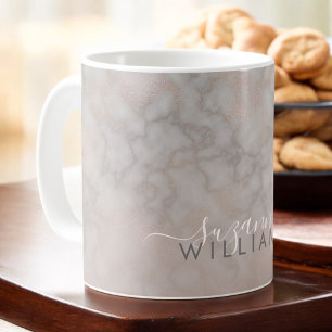 Rose Gold and Gray Elegant Marble Pattern Coffee Mug