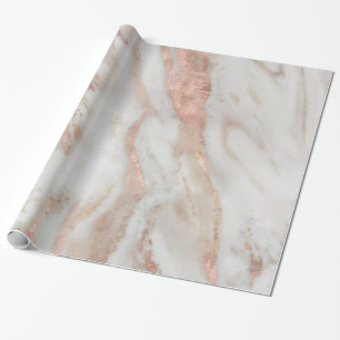Rose-gold and gray faux marble texture wrapping paper