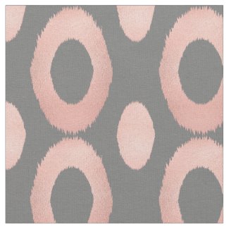 Rose Gold and Gray Geometric Ikat Fabric