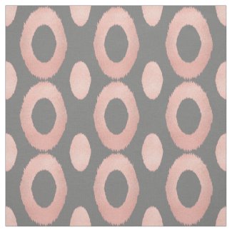 Rose Gold and Gray Geometric Ikat Fabric