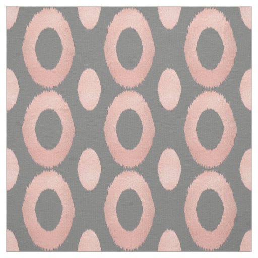 Rose Gold and Gray Geometric Ikat Fabric
