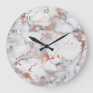 rose gold and gray marble stone large clock