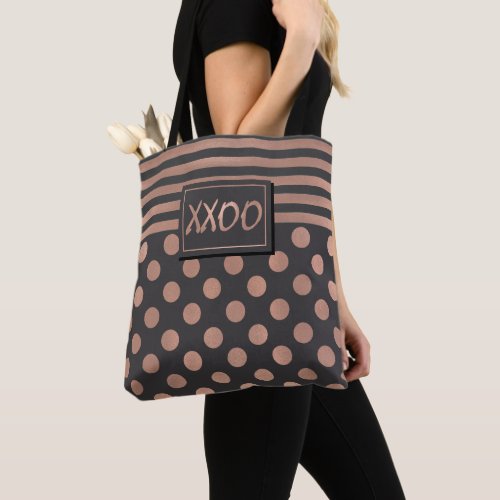 Rose Gold and Gray XXOO Tote Bag