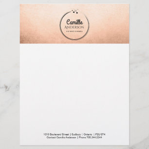 Rose Gold and Hearts Customizable Letterhead