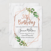 Rose gold and marble 30th Birthday invitation (Front/Back)