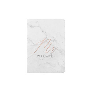 Rose Gold and Marble Mr. Passport Holder