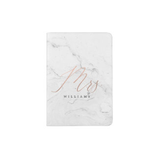Rose Gold and Marble Mrs. Passport Holder