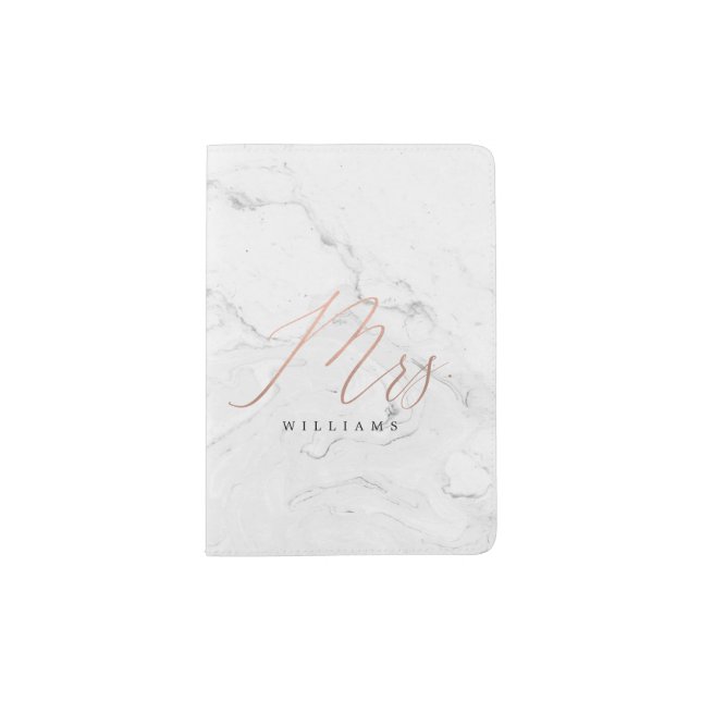 Rose Gold and Marble Mrs. Passport Holder (Front)
