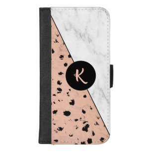 Rose Gold and Marble Pattern with Monogram iPhone 8/7 Plus Wallet Case