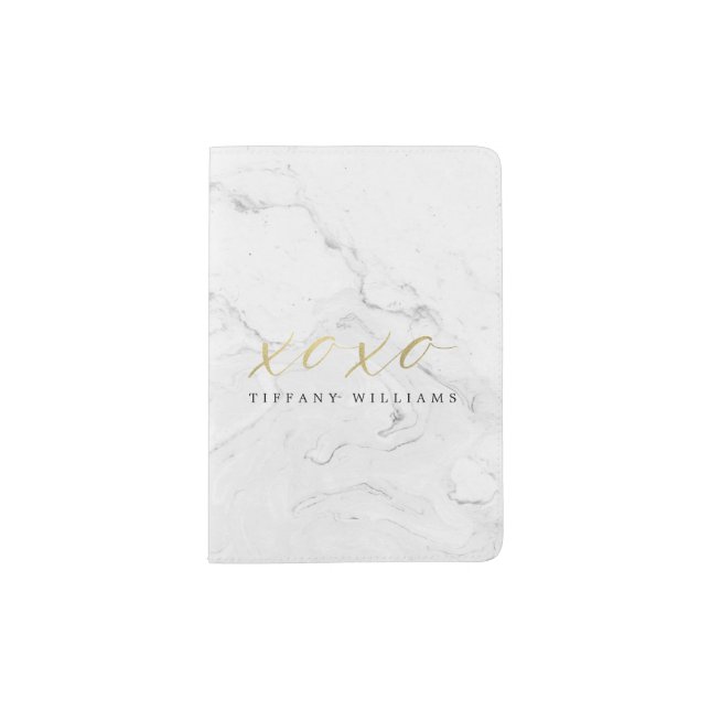 Rose Gold and Marble XOXO Passport Holder (Front)