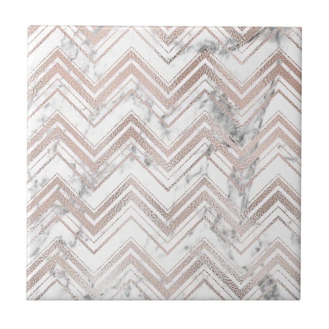 Rose gold and marble zig zag tile (Front)