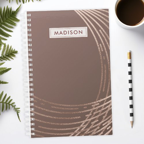 Rose Gold And Mauve Abstract Trendy Personalized Planner