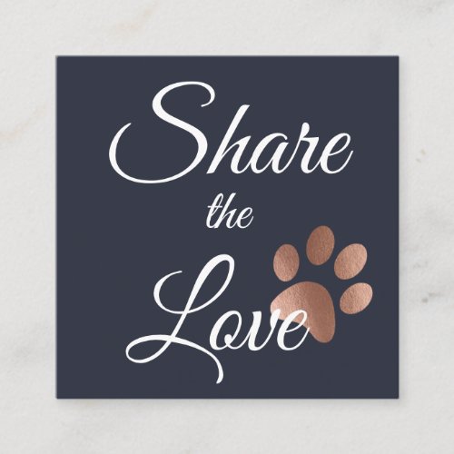 Rose Gold And Navy Blue Paw Print Animal Referral Card