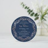 rose gold and navy Floral Bridal Shower Invitation (Standing Front)