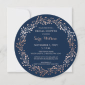 rose gold and navy Floral Bridal Shower Invitation (Front)