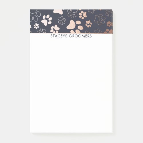 Rose Gold And Navy Paw Print Pattern Post_it Notes