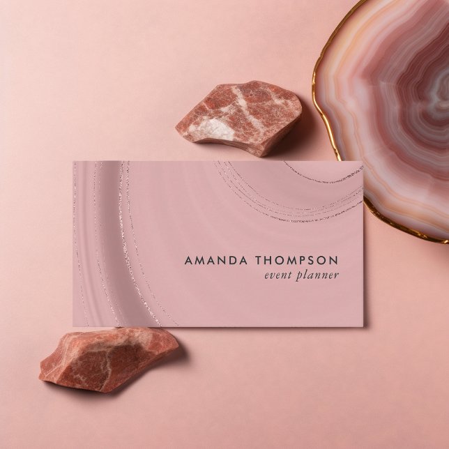 Rose Gold and Pink Agate Business Card (Creator Uploaded)