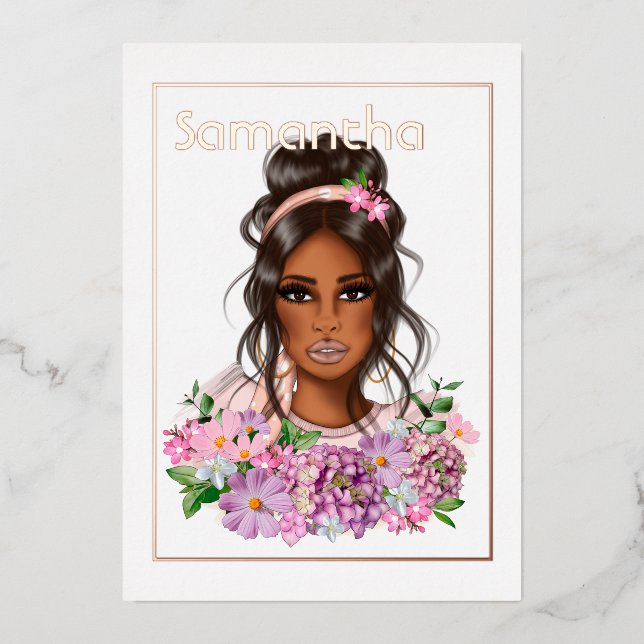 Rose Gold and Pink Birthday Party Foil Invitation (Front)