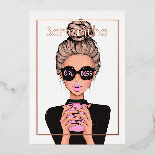 Rose Gold and Pink Birthday Party Foil Invitation