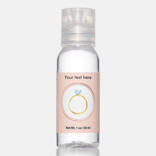 Rose Gold and Pink Diamond Wedding Planner Hand Sanitizer (Front)