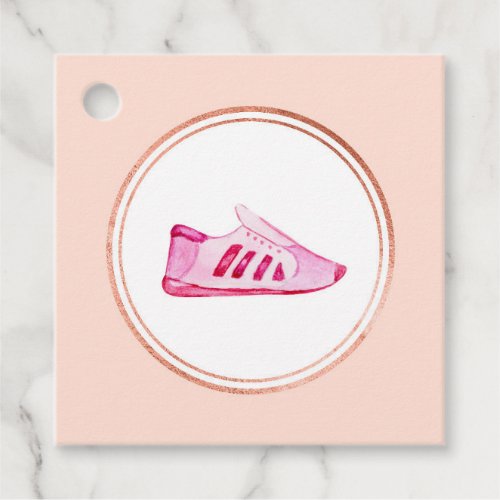 Rose Gold and Pink Fitness Instructor Media Icon Favor Tags