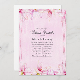 Rose Gold and Pink Floral Geometric Virtual Shower Invitation