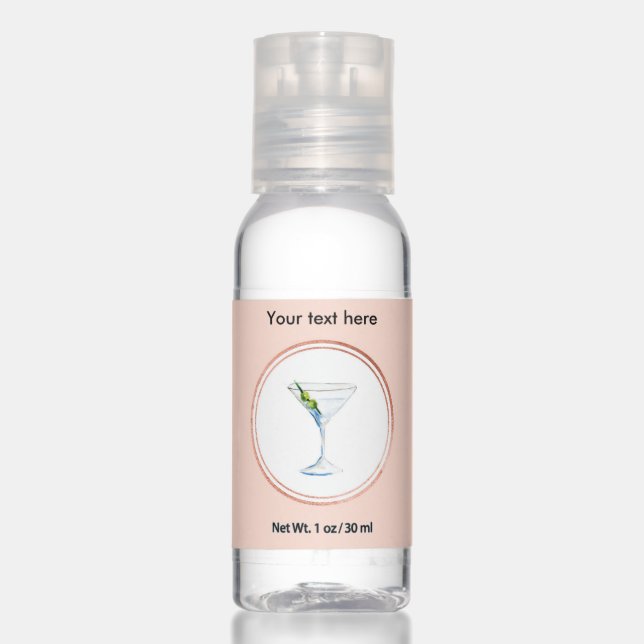 Rose Gold and Pink Hospitality Social Media Icon Hand Sanitizer (Front)
