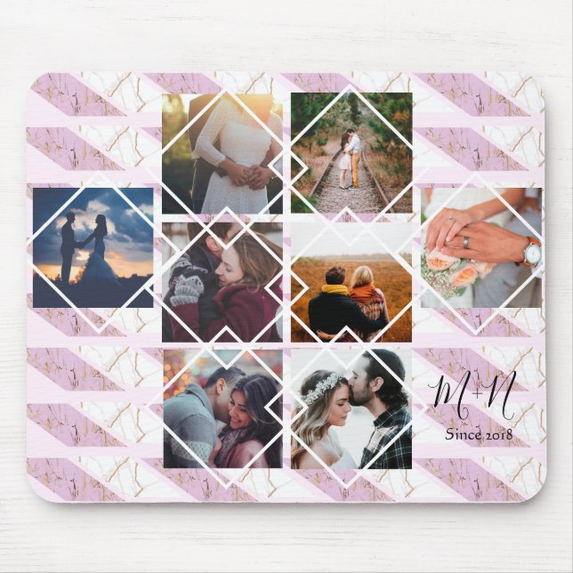 Rose gold and pink marble Personalized Custom Name Mouse Pad (Front)