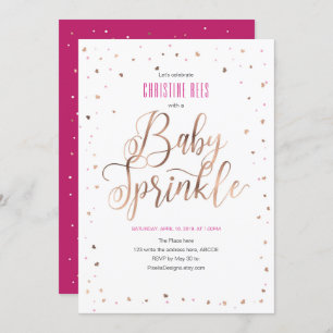 Rose gold and pink, Modern, Girl, Baby Sprinkle Invitation